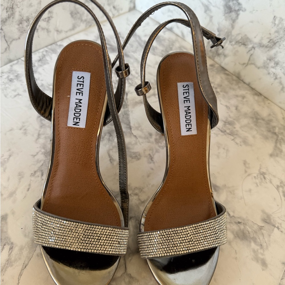 Steve Madden Silver Strappy Heels